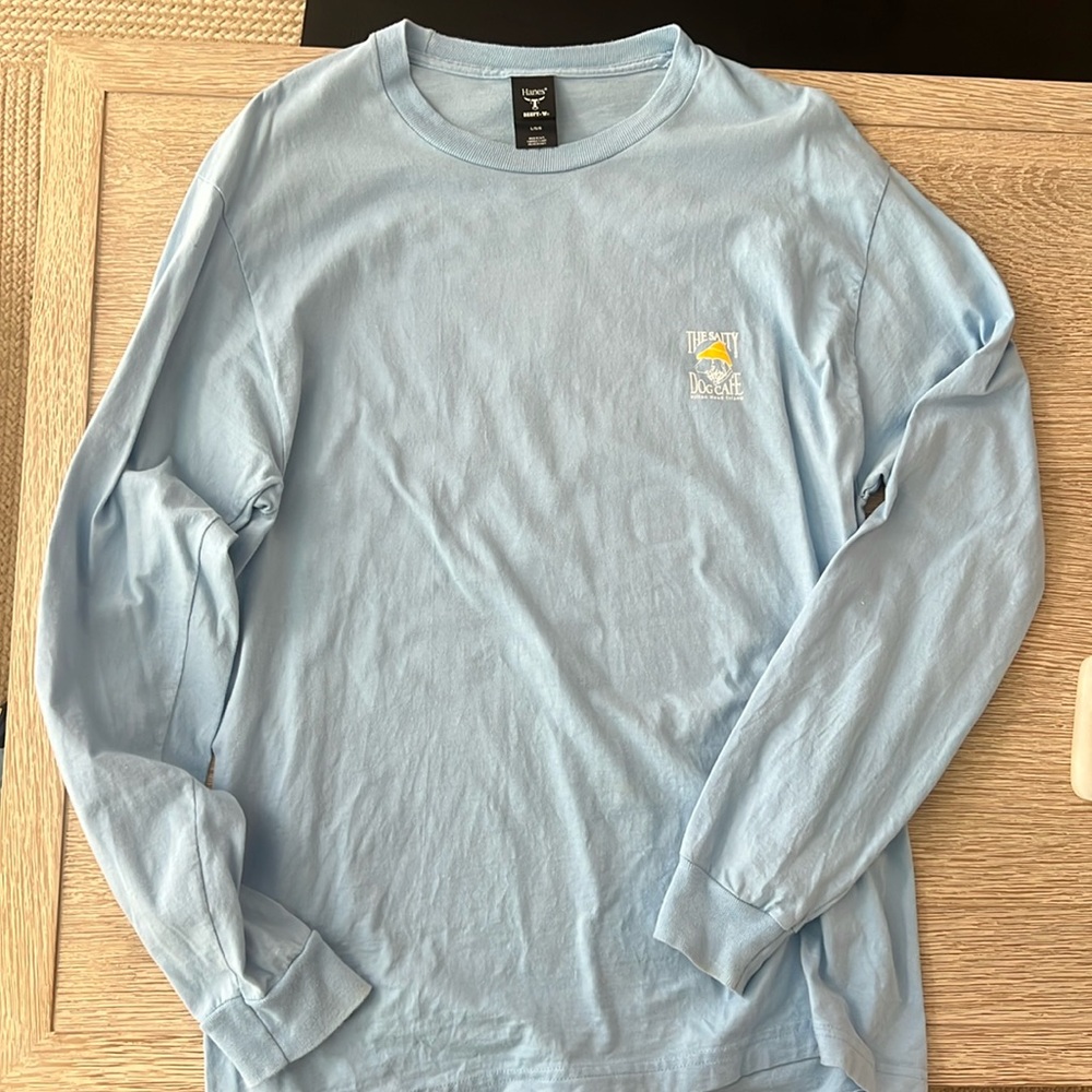The salty dog cafe long light blue shirt